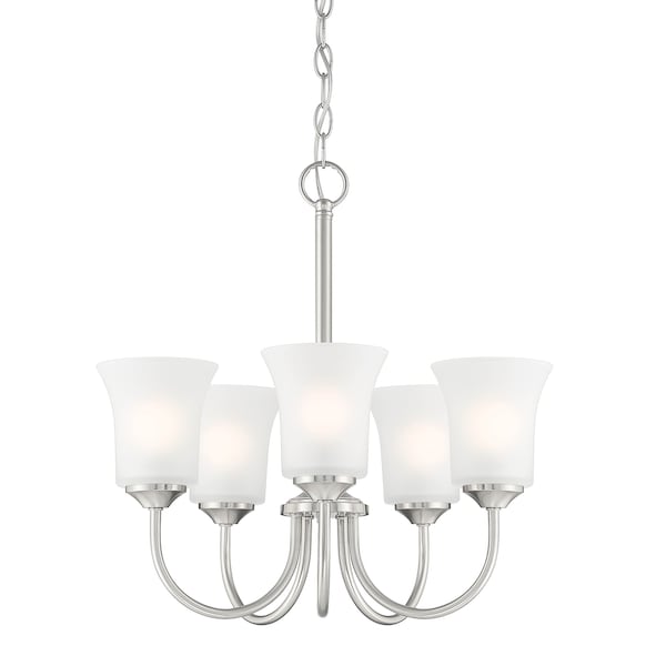 Designers Fountain Bronson 5 Light Classic Brushed Nickel with Frosted Glass Shades Chandelier For Dining Rooms D278M-5CH-BN - main